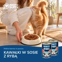 BEEFY BUFFY Zestaw Kawałki w sosie | Ryba | dla dorosłych kotów | 415g – Image 9