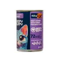 BEEFY BUFFY Zestaw Kawałki w sosie | Indyk | dla dorosłych kotów | 415g – Image 3