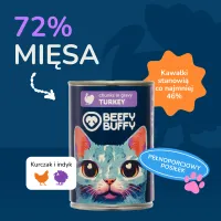 BEEFY BUFFY Zestaw Kawałki w sosie | Indyk | dla dorosłych kotów | 415g – Image 8