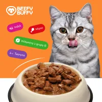 BEEFY BUFFY Zestaw Kawałki w sosie | Indyk | dla dorosłych kotów | 415g – Image 5