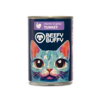 BEEFY BUFFY Zestaw Kawałki w sosie | Indyk | dla dorosłych kotów | 415g – Image 2