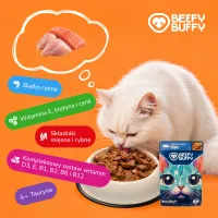 BEEFY BUFFY Zestaw Kawałki w sosie | Ryba | dla dorosłych kotów | 85 g – Image 9