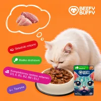 BEEFY BUFFY Zestaw Kawałki w sosie | Drób | dla dorosłych kotów | 85 g – Image 5