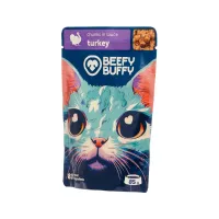 BEEFY BUFFY Zestaw Kawałki w sosie | Indyk | dla dorosłych kotów | 85 g – Image 3