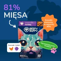 BEEFY BUFFY Zestaw Kawałki w sosie | Indyk | dla dorosłych kotów | 85 g – Image 6
