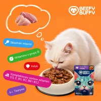 BEEFY BUFFY Zestaw Kawałki w sosie | Indyk | dla dorosłych kotów | 85 g – Image 5