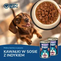 BEEFY BUFFY Zestaw Kawałki w sosie z indykiem | dla dorosłych psów | 415g – Image 9