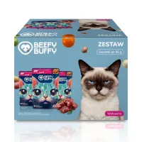 BEEFY BUFFY Zestaw Kawałki w sosie | Wołowina | dla dorosłych kotów | 85 g – Image 1