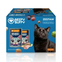 BEEFY BUFFY Zestaw Kawałki w sosie | Kurczak | dla dorosłych kotów | 415g – Image 1