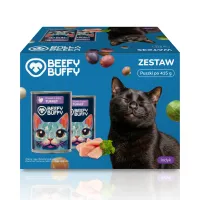 BEEFY BUFFY Zestaw Kawałki w sosie | Indyk | dla dorosłych kotów | 415g – Image 1