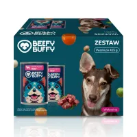 BEEFY BUFFY Zestaw Kawałki w sosie z wołowiną | dla dorosłych psów | 415g – Image 1