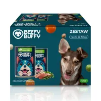 BEEFY BUFFY Zestaw Kawałki w sosie z drobiem | dla dorosłych psów | 415g – Image 1