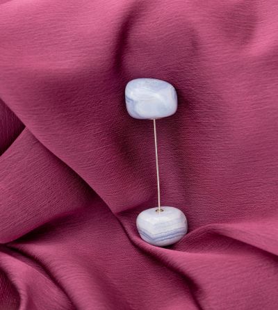 SERENITAS – Spilla in Argento 925 con Agata Azzurra – 5 cm – Image 3