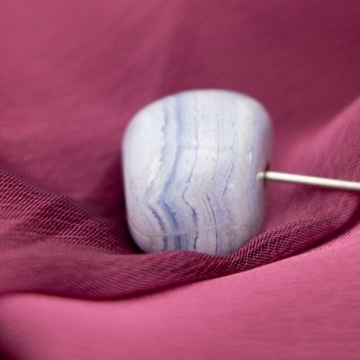 SERENITAS – Spilla in Argento 925 con Agata Azzurra – 5 cm – Image 2