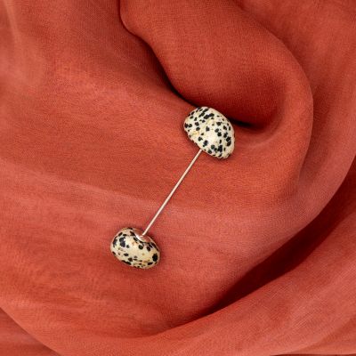 NATURA LIBERA – Spilla in Argento 925 con Diaspro Dalmatian – 5 cm – Image 2