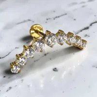 Curved Clear Crystal Flatback Labret – Image 1