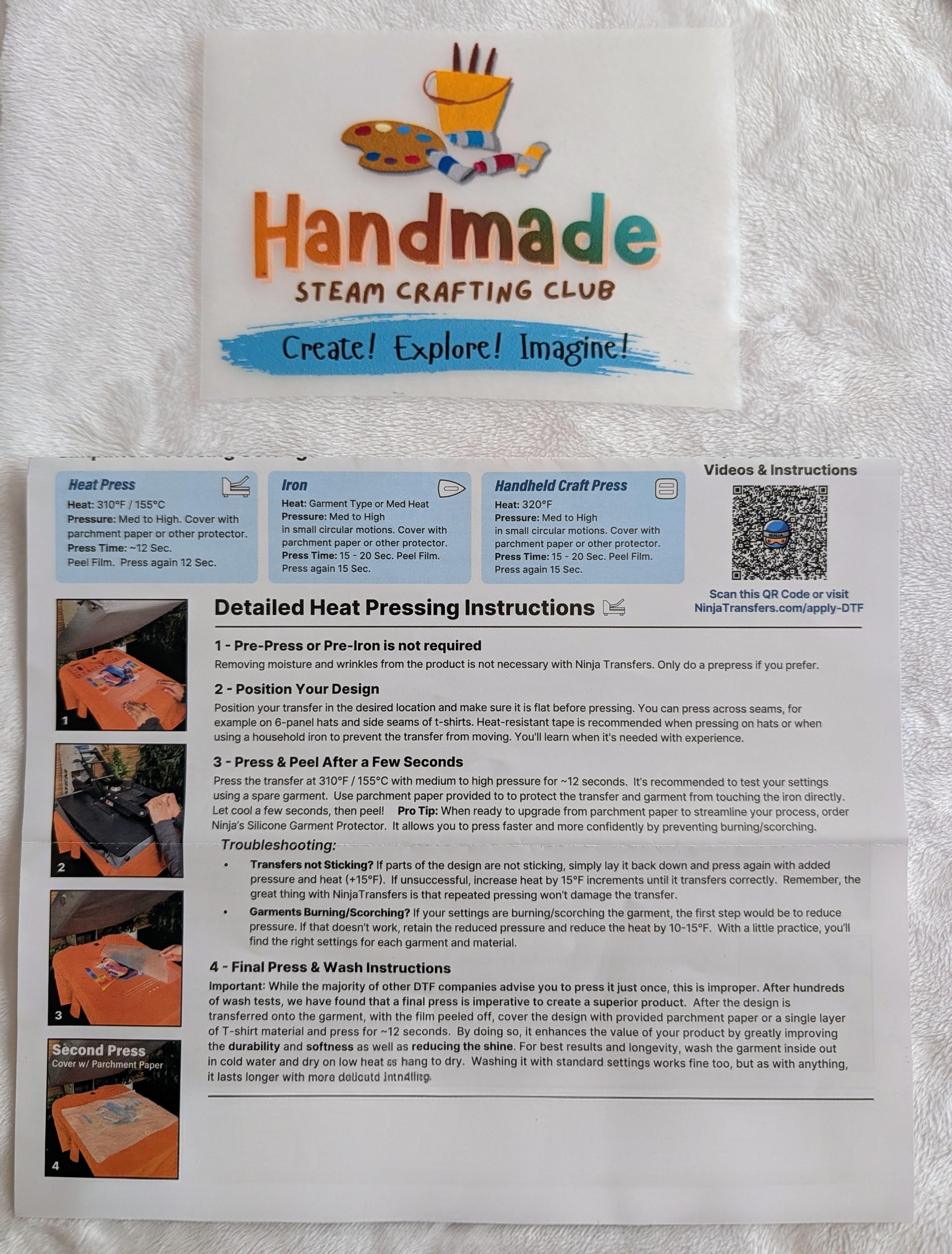 Handmade STEAM Crafting Club Logo Transfer – Image 2