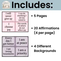 Self-Care Affirmation Cards Printable | Positive Mindset & Wellness – Image 3