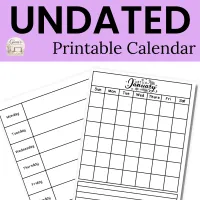 Undated Printable Planner Calendar | Minimalist Black & White  – Image 1