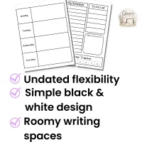 Undated Printable Planner Calendar | Minimalist Black & White  – Image 2