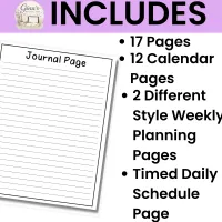 Undated Printable Planner Calendar | Minimalist Black & White  – Image 3