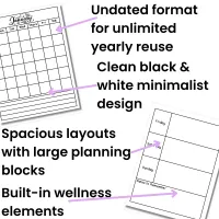 Undated Printable Planner Calendar | Minimalist Black & White  – Image 4