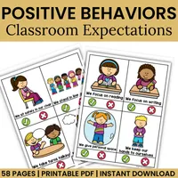 Positive Behavior Classroom Expectations Posters & Visual Rules Cards – Image 1