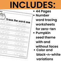 Pumpkin Number Word Tracing 0-10 Worksheets  – Image 3