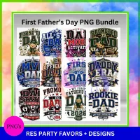 First Father’s Day PNG Bundle, New Dad Shirt Designs, Rookie Dad Digital Download – Image 1