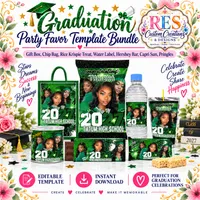 Female Grad Green Party Favor Bundle – Image 1