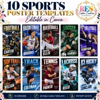 10 Editable Sports Poster Canva Templates Bundle – Image 1