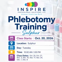 10/20/26: PHL - Sulphur - Tues AM:  8-Week All In-Person Phlebotomy Training Program – Image 1
