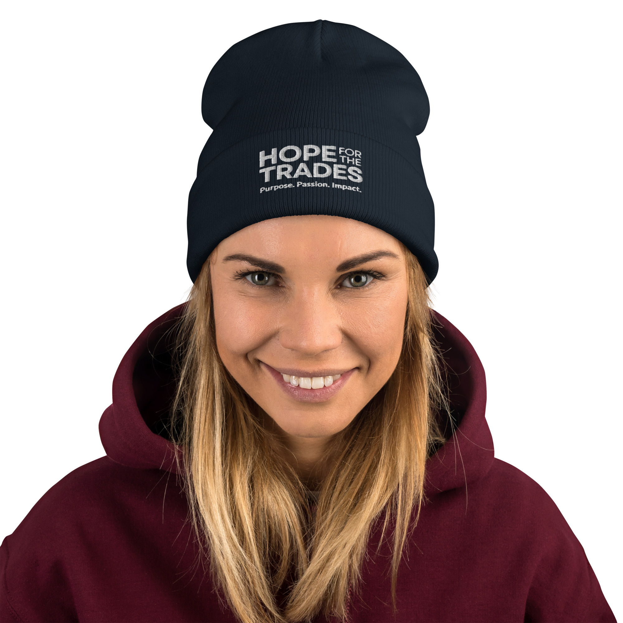 HFTT Embroidered Cuffed Beanie | Purpose. Passion. Impact. (Colors Available) – Image 8
