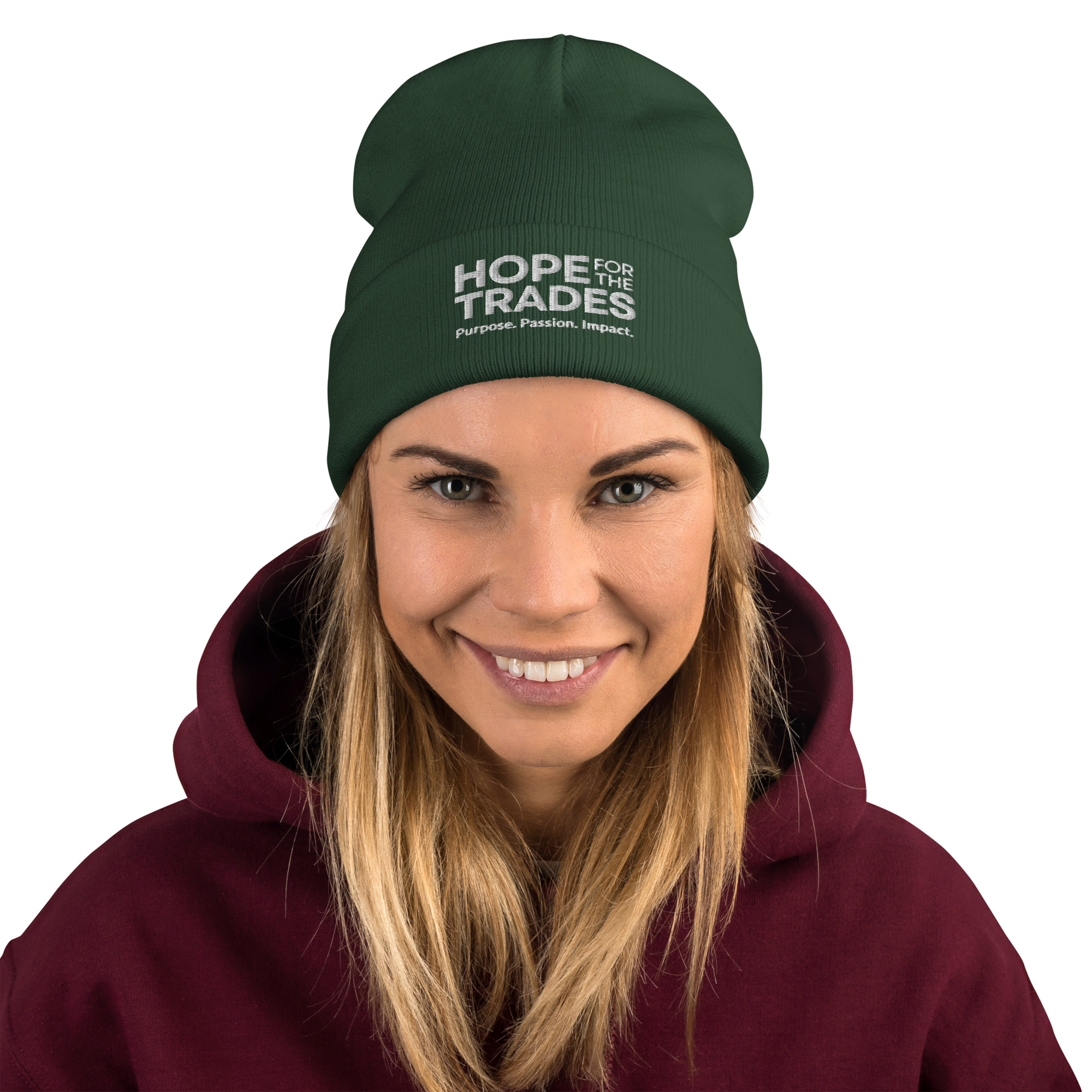 HFTT Embroidered Cuffed Beanie | Purpose. Passion. Impact. (Colors Available) – Image 11