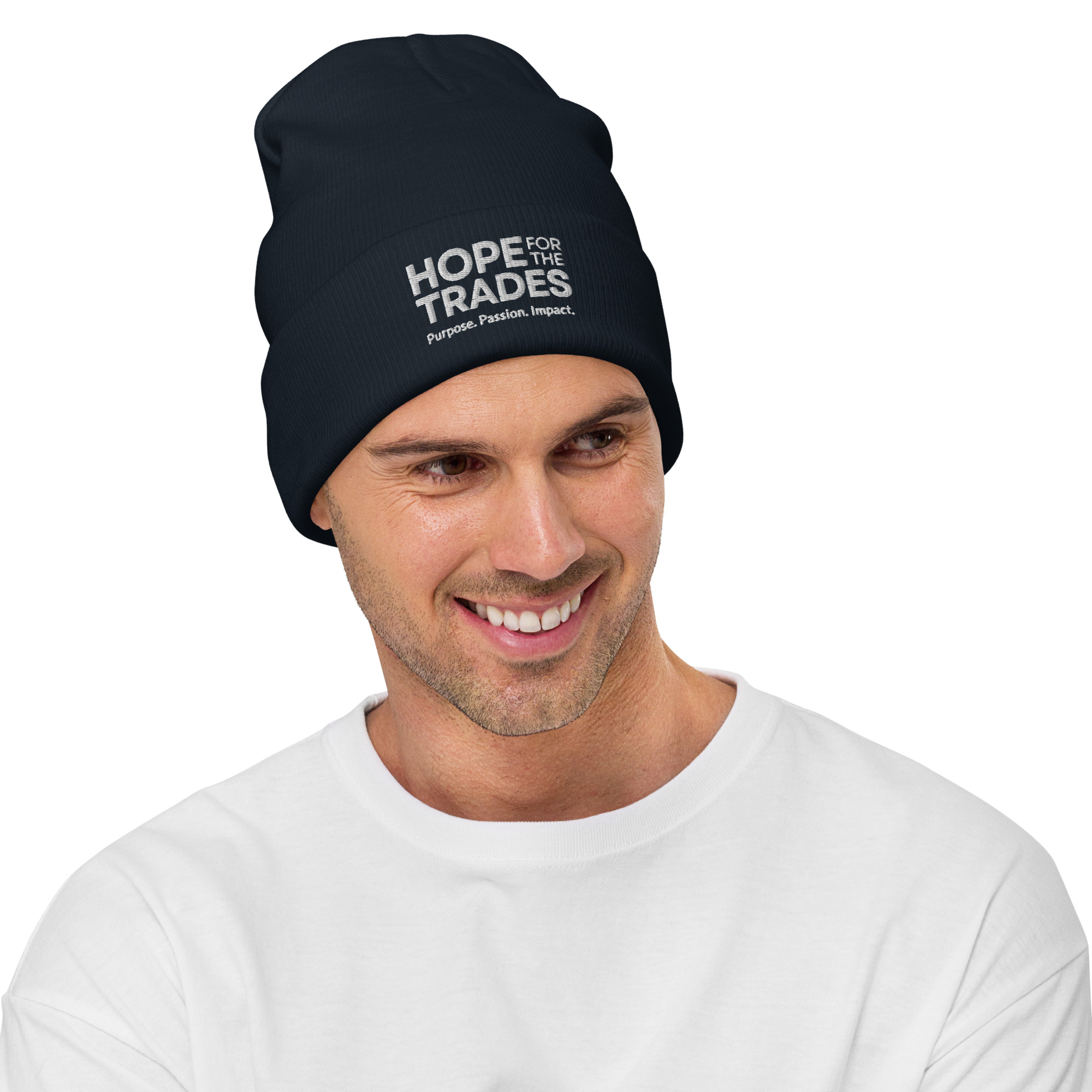 HFTT Embroidered Cuffed Beanie | Purpose. Passion. Impact. (Colors Available) – Image 7