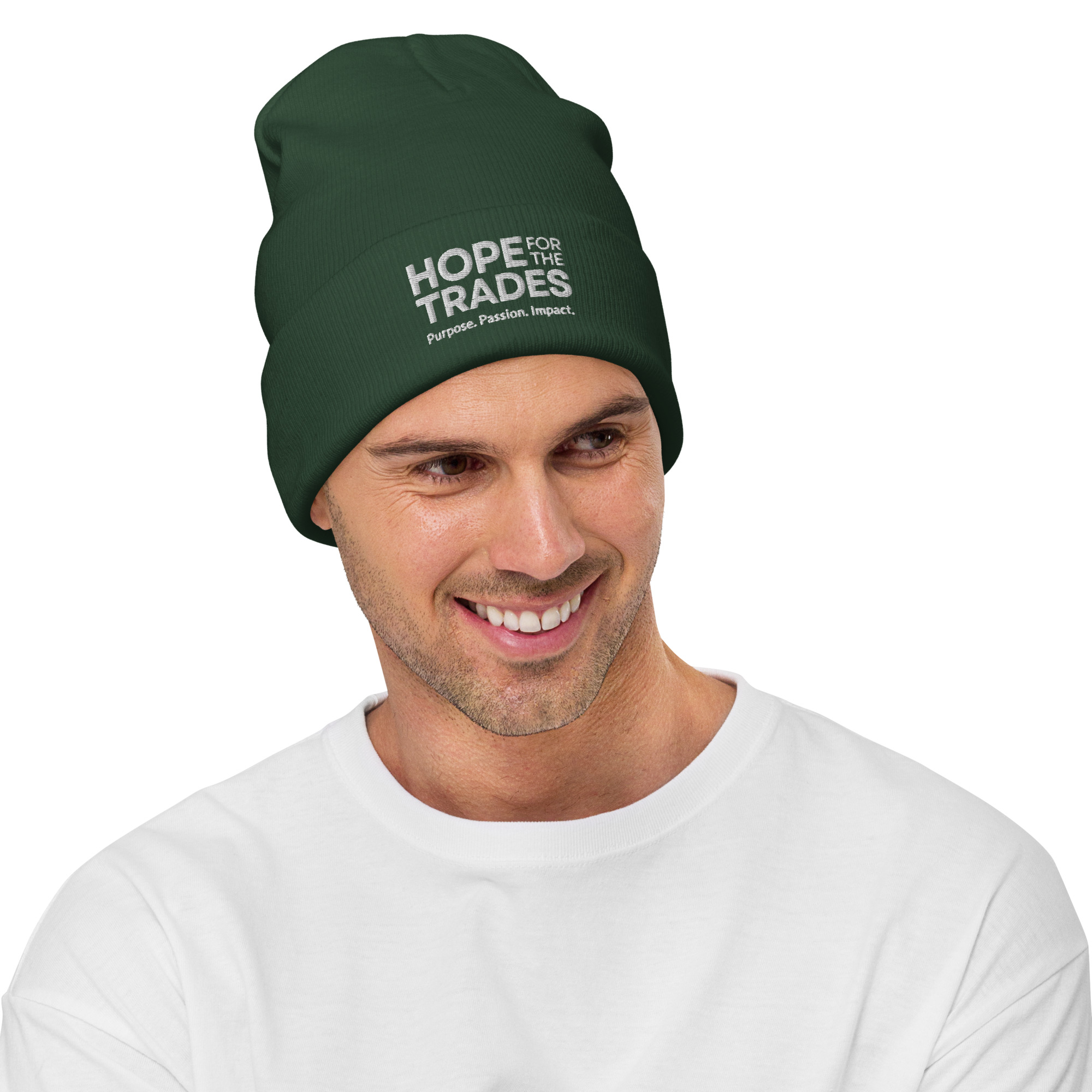 HFTT Embroidered Cuffed Beanie | Purpose. Passion. Impact. (Colors Available) – Image 12
