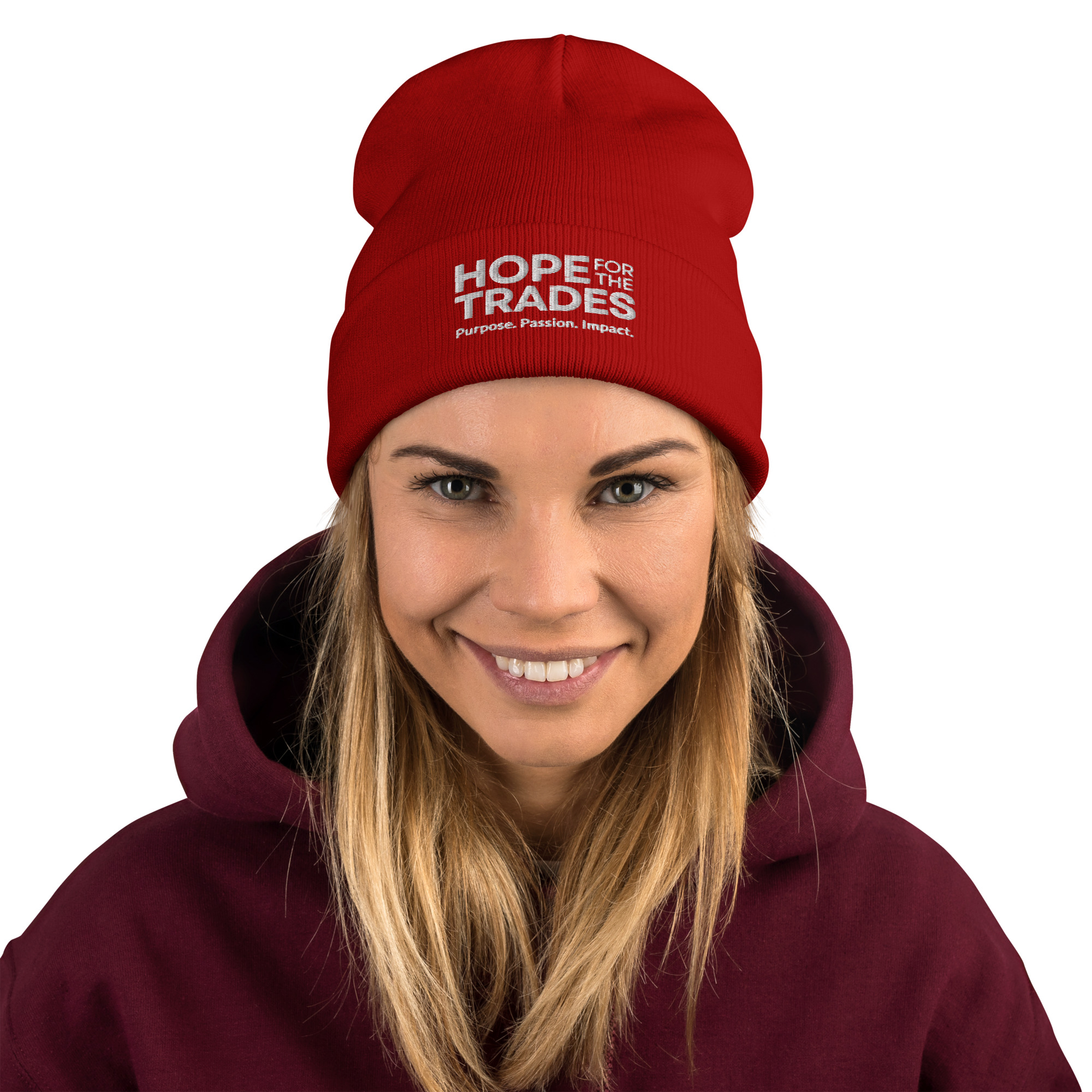 HFTT Embroidered Cuffed Beanie | Purpose. Passion. Impact. (Colors Available) – Image 10