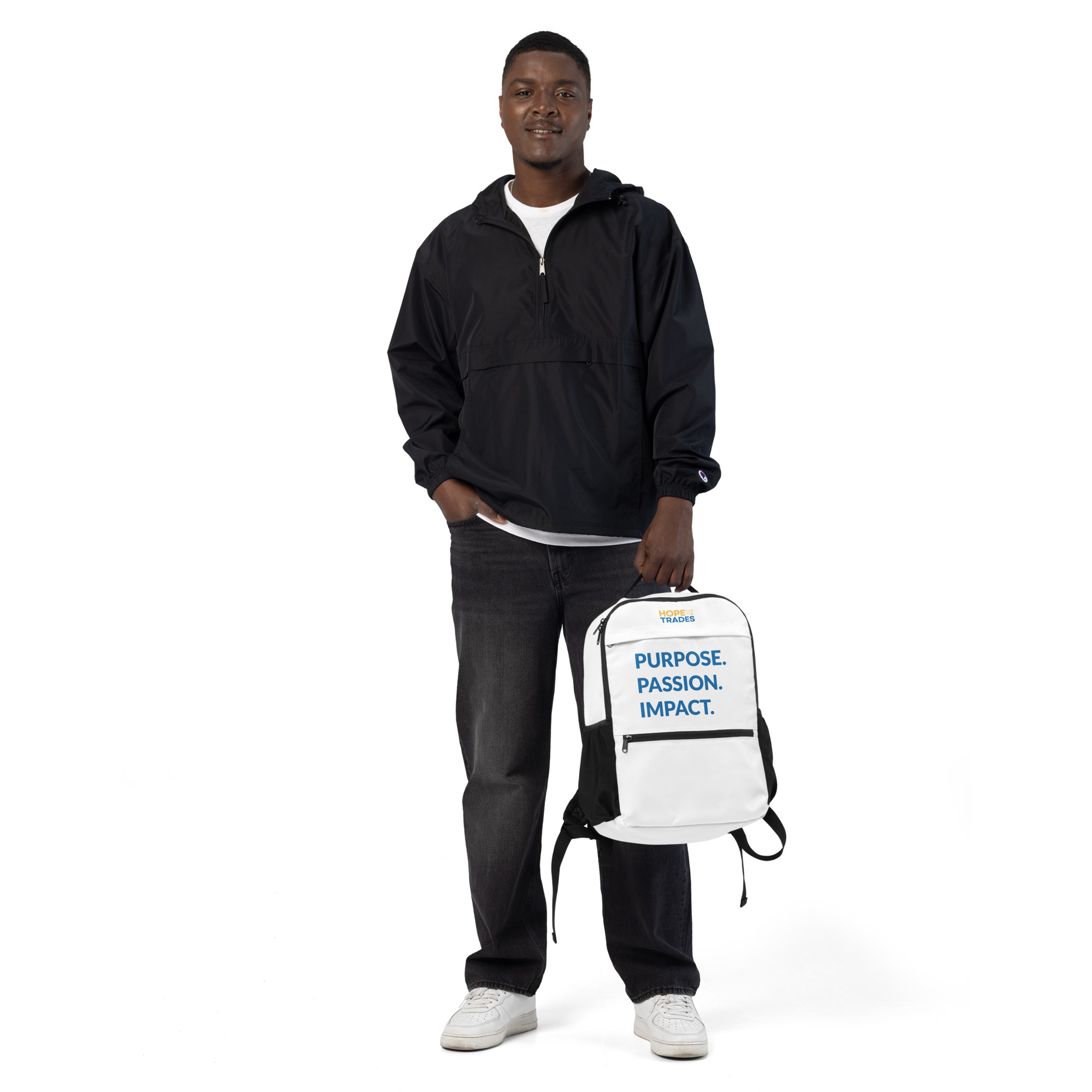 HFTT Utility Laptop Backpack | Purpose. Passion. Impact. (White) – Image 2