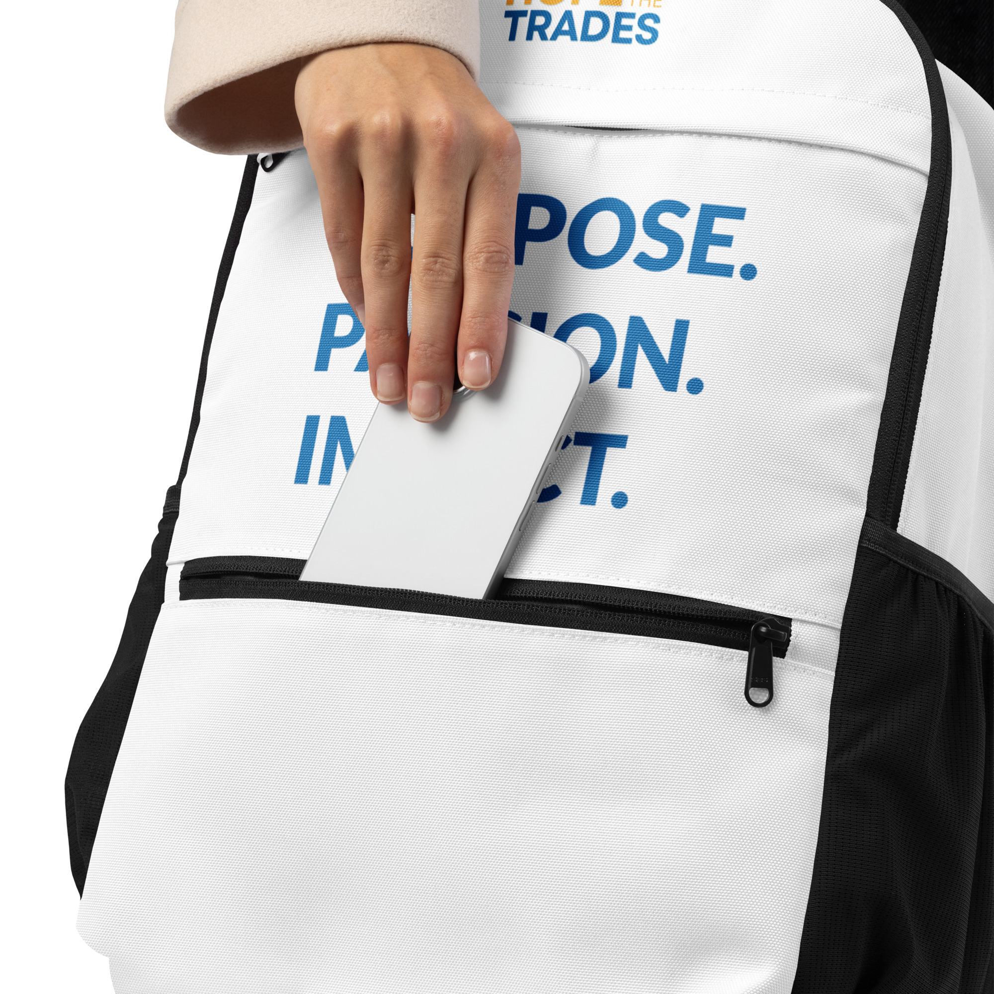 HFTT Utility Laptop Backpack | Purpose. Passion. Impact. (White) – Image 6