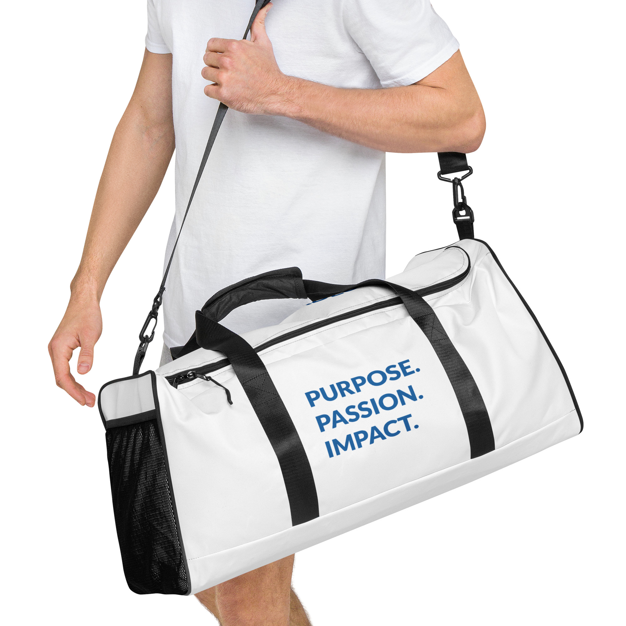 HFTT Weekender Duffle Bag | Purpose. Passion. Impact. (White) – Image 16