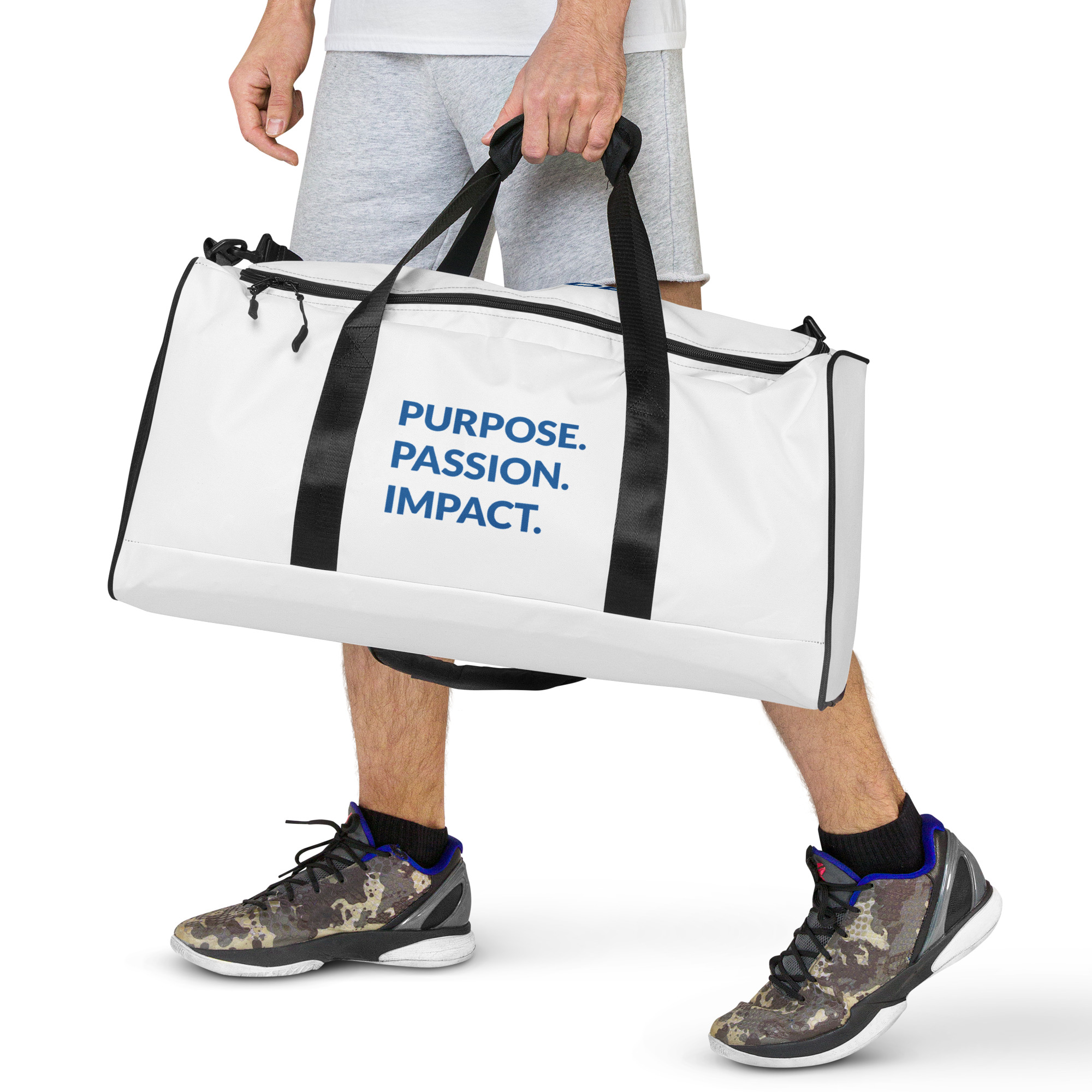 HFTT Weekender Duffle Bag | Purpose. Passion. Impact. (White) – Image 15