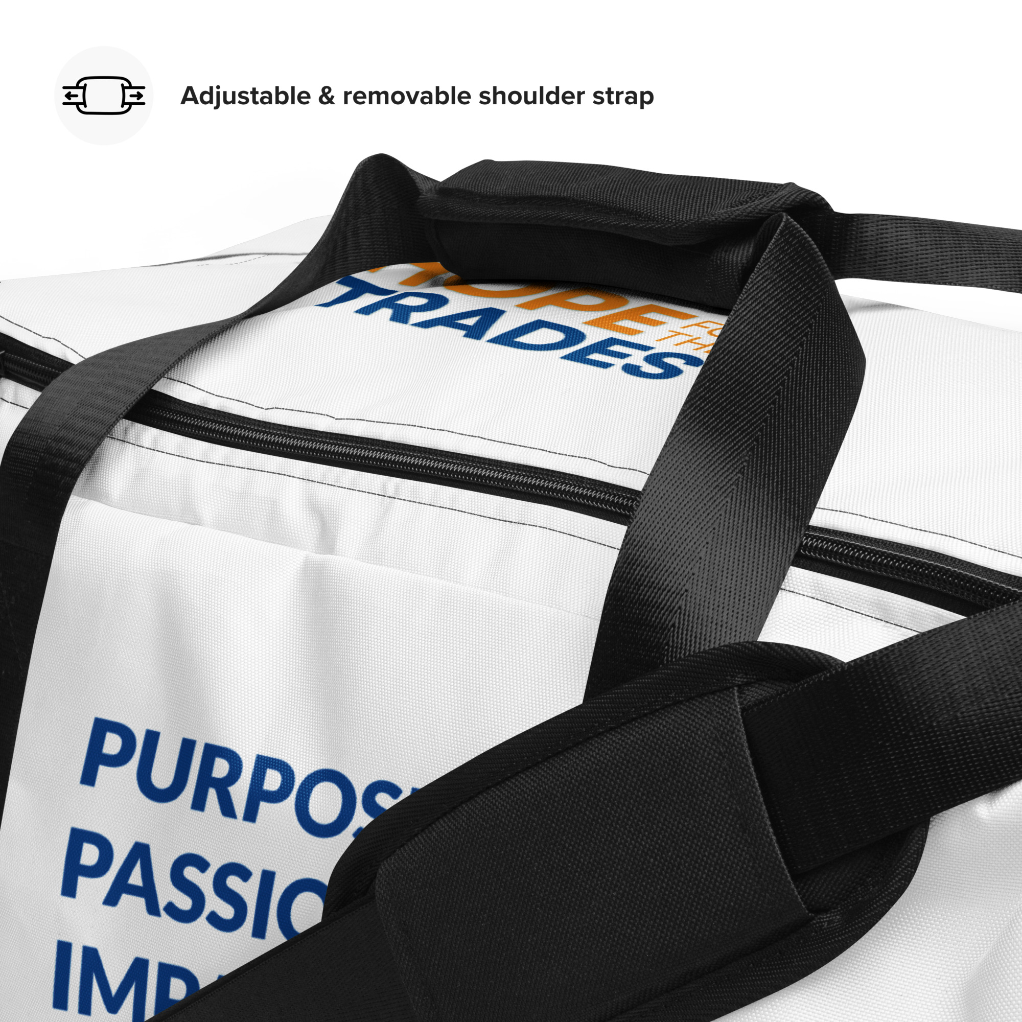 HFTT Weekender Duffle Bag | Purpose. Passion. Impact. (White) – Image 10