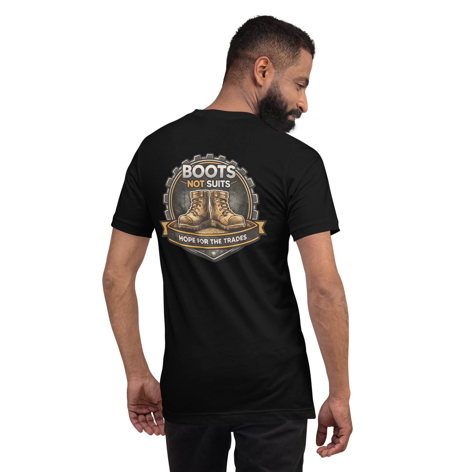 Boots Not Suits Black Unisex t-shirt – Image 2