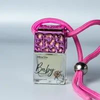 MilouGlow Luxe Car Diffuser | Hanging Car Freshener | Pink Chrome – Baby Powder