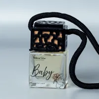 MilouGlow Luxe Car Diffuser | Hanging Car Freshener | Black Chrome – Baby Powder