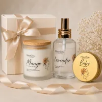 MilouGlow Self-Care Gift Set – Candle, Room Spray & Baby Powder Bundle | Luxury Home Fragrance Collection – Image 1