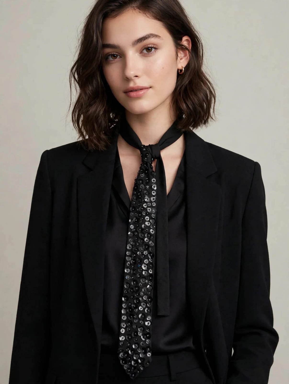 Corbata Bordada a Mano con Lentejuelas | Diseño Exclusivo Artesanal – Image 3
