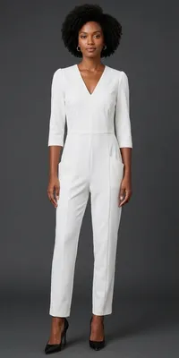 Mono Entero Femenino Elegante | Diseño Exclusivo Lluvia de Oro – Blanco, XXL
