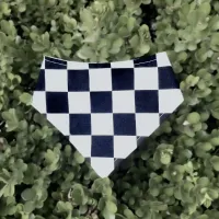 Off to the Races Checkered Dog Bandana with Snaps – Image 1