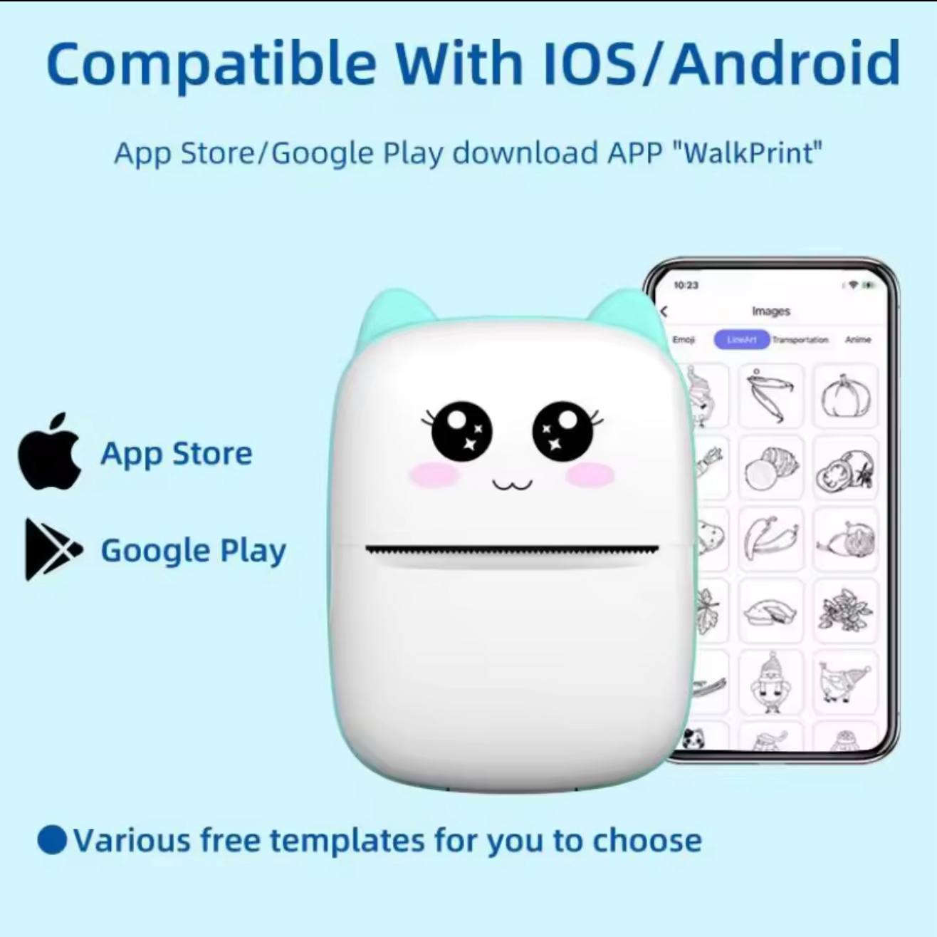 Mini Portable Thermal Printer – Wireless Bluetooth Photo & Label Printer for Android & iOS | 58mm  – Image 2